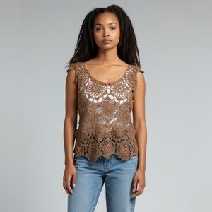 Handmade Brown Crochet Women’s Tank Top